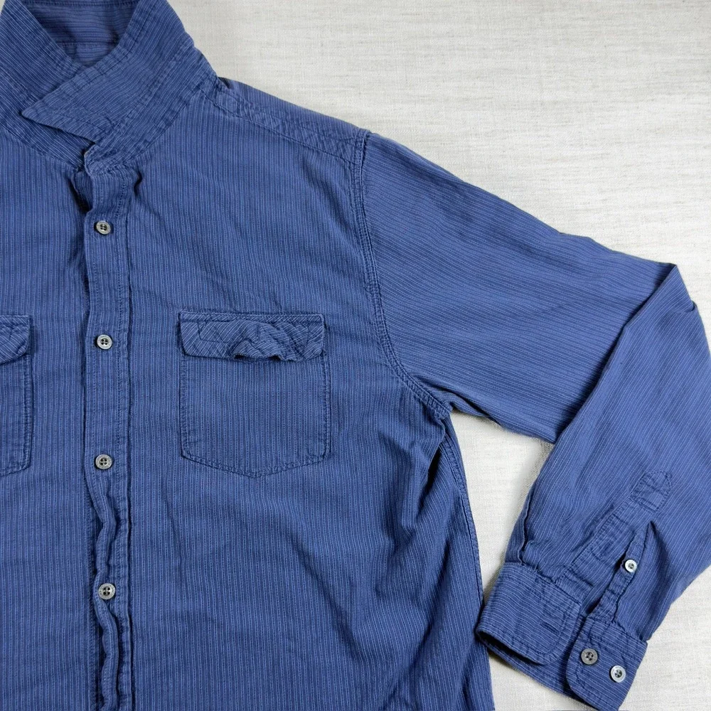 The North Face A5 Series Mens Large Blue Pinstripe Long Sleeve Button Down Shirt